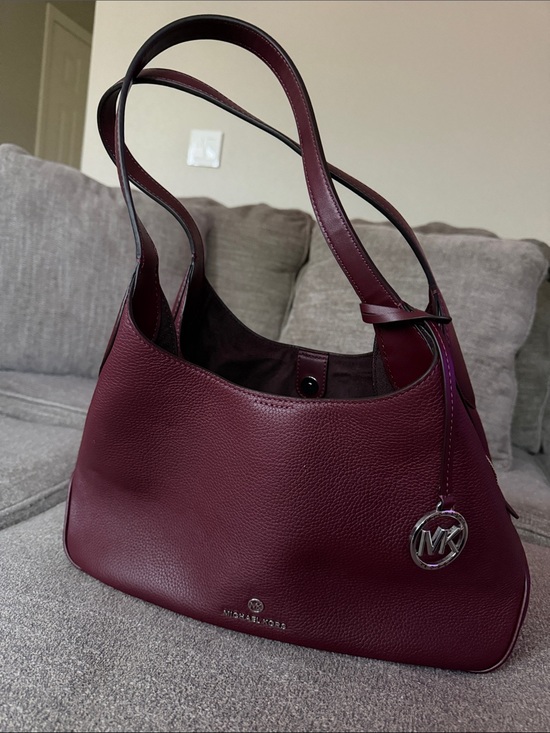 Michael Kors Handbags - Michael Kors Pebbled Leather Shoulder Bag in Burgundy